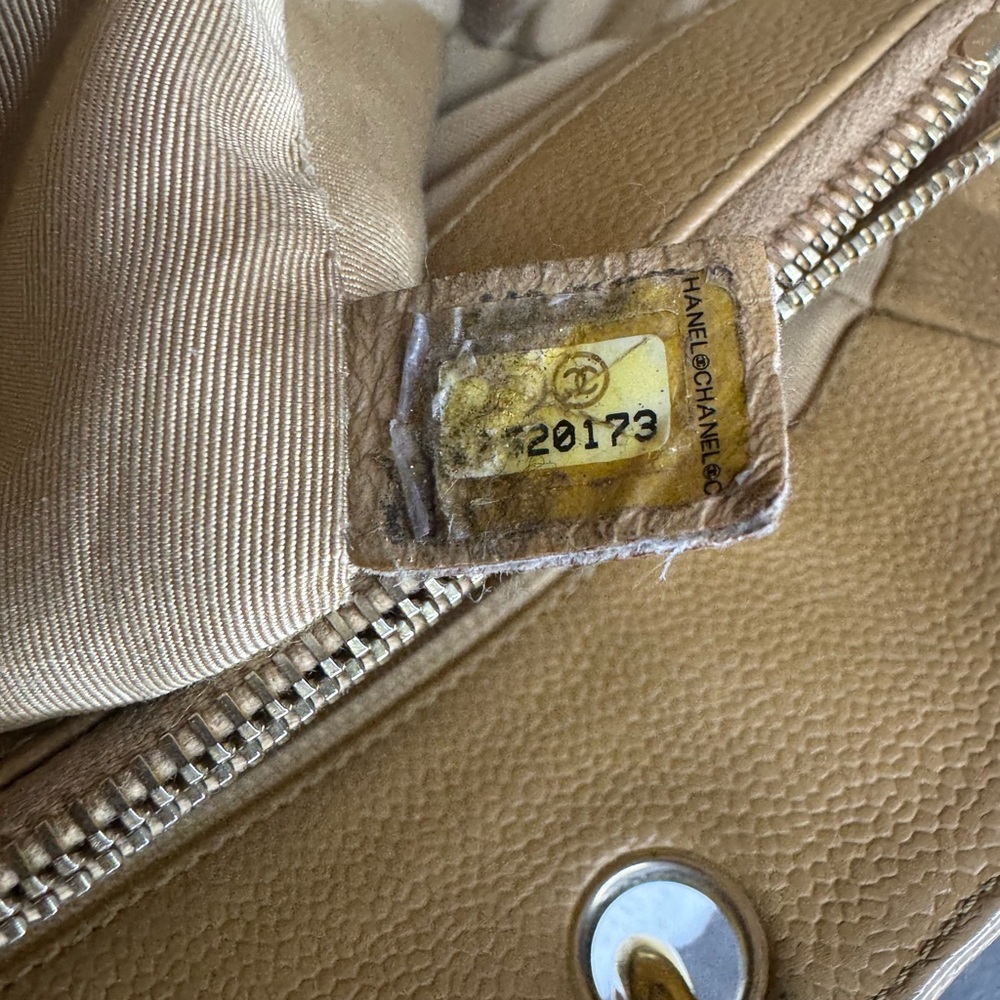 CHANEL Quilted Caviar Leather Beige Shopping Tote - Picture 15 of 16